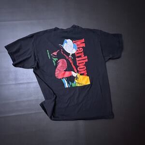 Vintage Marlboro T Shirt Mens XL Black Delta Made in USA Western Pocket 1990s